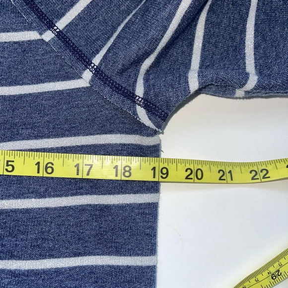 aerie Striped Sweatshirt Navy Blue & Silver Metallic Wide Neck Small Women’s - Picture 6 of 10